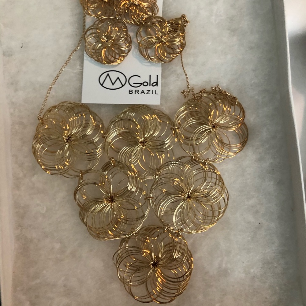 M Gold Brazil necklace / earring set